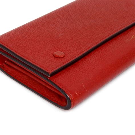 celine large flap wallet drummed and red